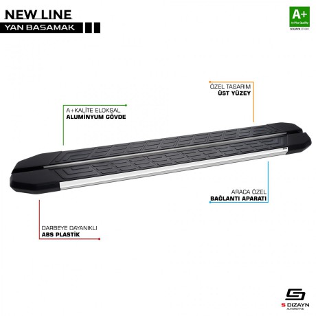 S-Dizayn Renault Captur NewLine Krom Yan Basamak 173 Cm 2013-2020 A+ Kalite