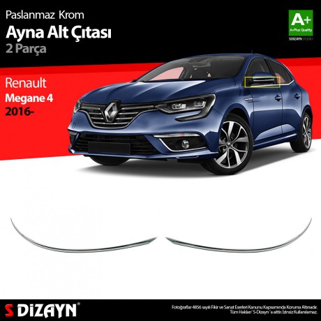 S-Dizayn Renault Megane 4 Krom Ayna Alt Çıtası 2 Prç. 2016-2020