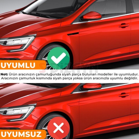 S-Dizayn Renault Megane 4 Krom Çamurluk Sinyal Çıtası 2 Prç. 2020 Üzeri