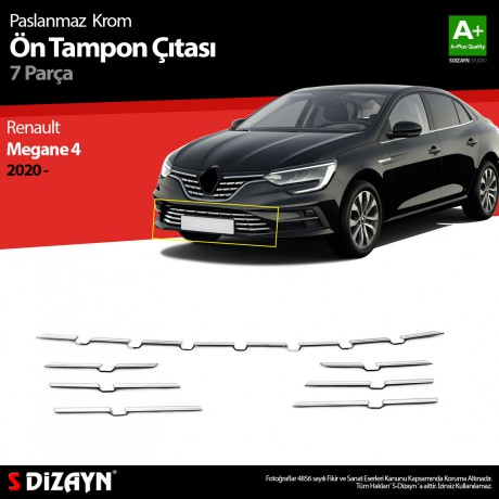 S-Dizayn Renault Megane 4 Krom Ön Tampon Çıtası 7 Prç. 2020 Üzeri