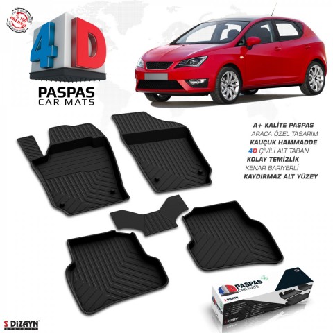 S-Dizayn Seat Ibiza 4D Havuzlu Paspas 2009-2017 A+Kalite