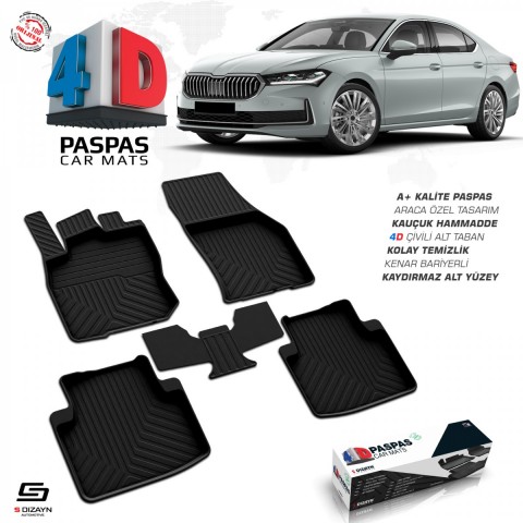 S-Dizayn Skoda SuperB 4D Havuzlu Paspas 2024 Üzeri A+ Kalite