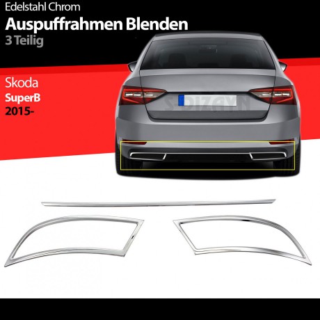 S-Dizayn Skoda Superb Krom Egzoz Çıkışı 3 Parça Set 2015-2019