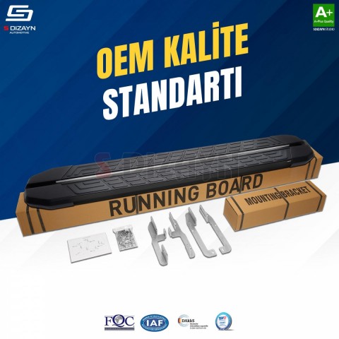 S-Dizayn VW Caddy 3 Uzun Şase NewLine Siyah Yan Basamak 223 Cm 2004-2020 A+ Kalite