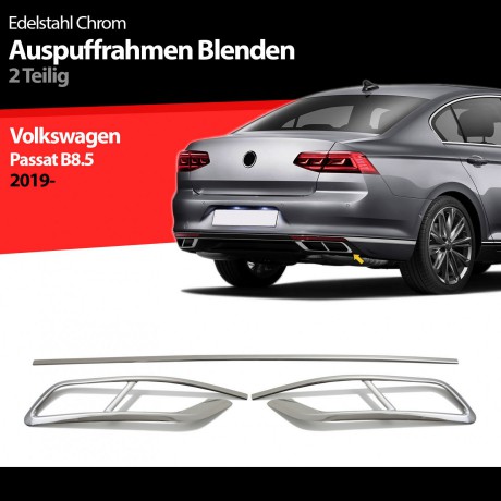 S-Dizayn VW Passat B8.5 Krom Egzoz Görünümü Difüzör 4'lü R Line 3 Parça 2019-2023