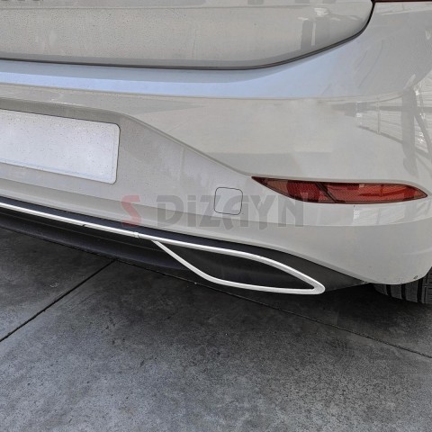 S-Dizayn VW Polo 6 HB Makyajlı Krom Egzoz Çıkışı Difüzör 2021 Üzeri