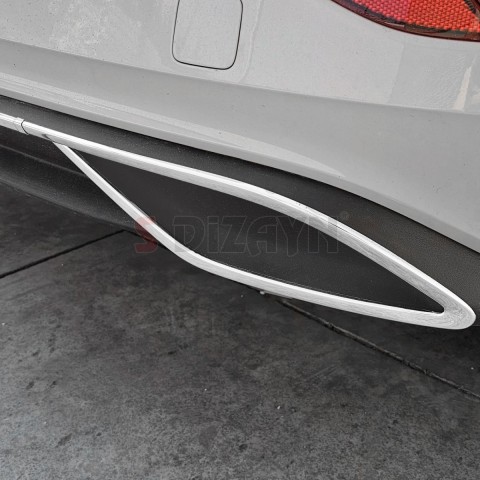 S-Dizayn VW Polo 6 HB Makyajlı Krom Egzoz Çıkışı Difüzör 2021 Üzeri