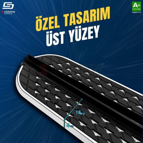 S-Dizayn VW Tiguan 2 Diamond Krom Yan Basamak 173 Cm 2016-2024 A+ Kalite