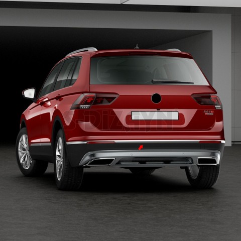 S-Dizayn VW Tiguan Krom Arka Tampon Alt Çıtası 3 Prç. 2016-2024
