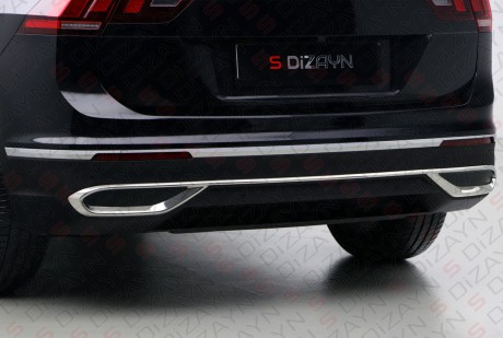 S-Dizayn VW Tiguan Krom Egzoz Görünümü Difüzör 3 Parça 2020 Üzeri A+Kalite