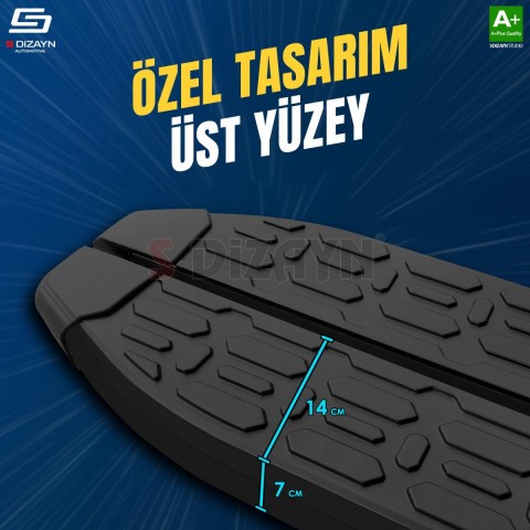 S-Dizayn VW Transporter T5 Uzun Şase Evo Siyah Yan Basamak 253 Cm 2003-2015 A+ Kalite