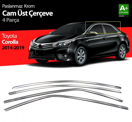 S-Dizayn Toyota Corolla Krom Cam Üst Çıtası 4 Prç. 2013-2018