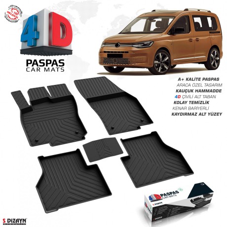 S-Dizayn VW Caddy 4D Havuzlu Paspas 2020 ve Üzeri A+Kalite
