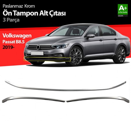 VW Passat B8.5 Krom Ön Tampon Alt Çıtası 3 Parça 2019 ve Üzeri