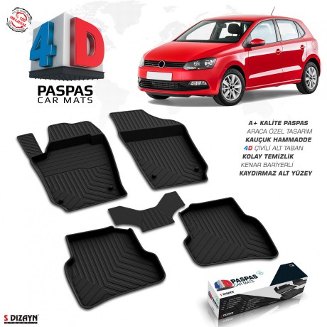 S-Dizayn VW Polo 6R 4D Havuzlu Paspas 2009-2017 A+Kalite