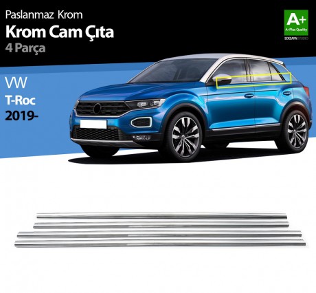 S-Dizayn VW T-Roc Krom Cam Çıtası 4 Prç. 2019-2021